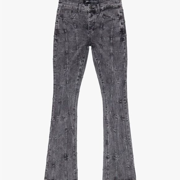 VALABASAS “STREAK" GREY WASH STACKED FLARE JEAN size 34 NWT in packaging - Picture 2 of 7